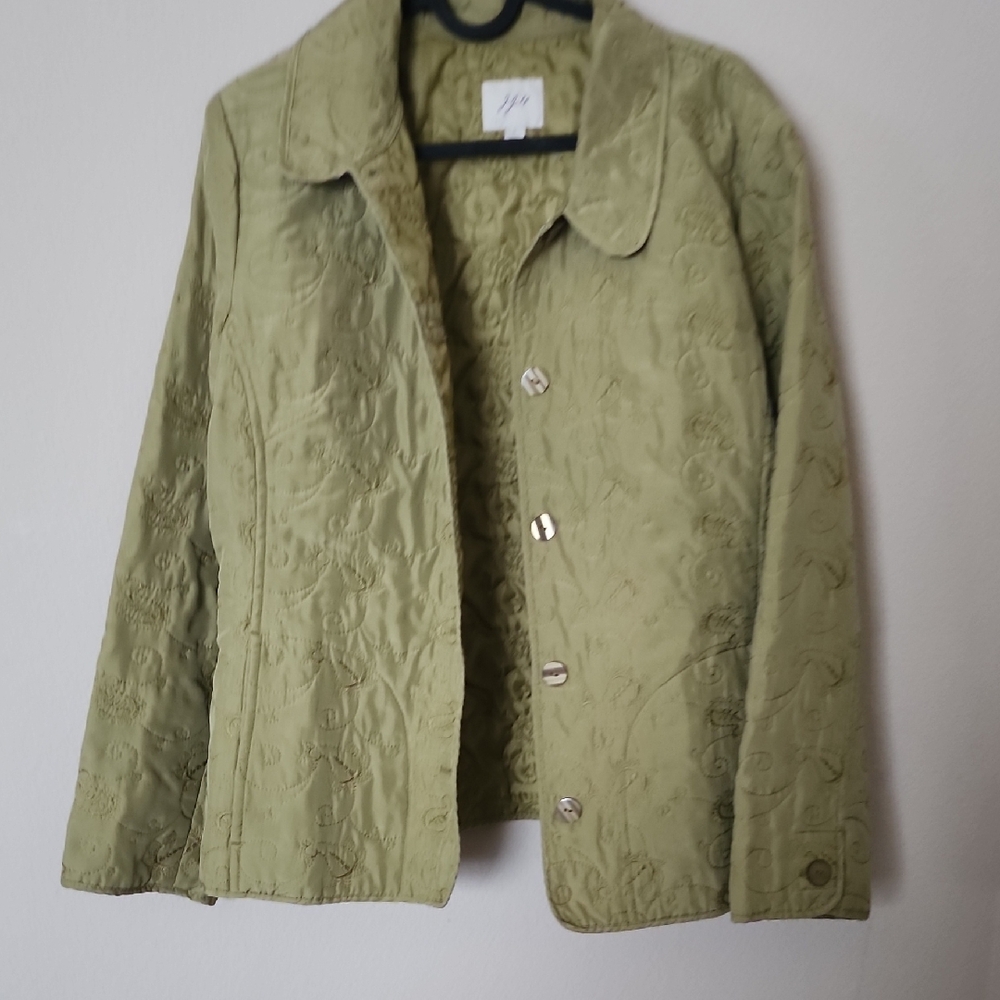 J. Jill Light Green Embroidered Utility Jacket